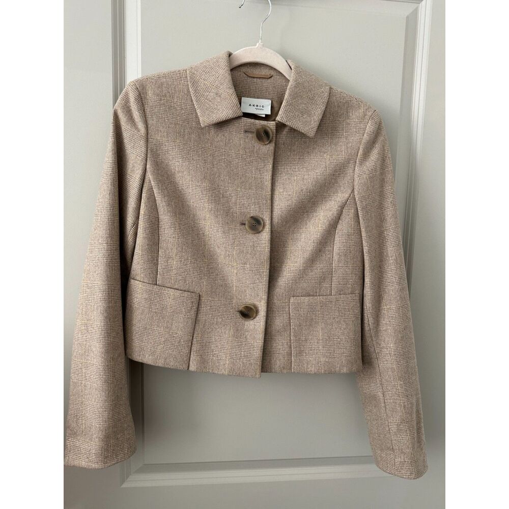 AKris Punto Nordstrom Wool Boxy Structured Blazer Jacket Pockets Stylish Women's